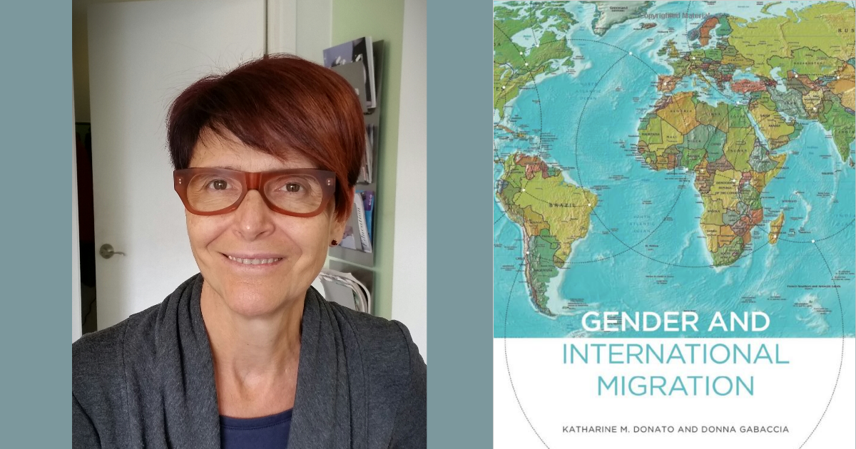 Image of Donna Gabaccia and her book, Gender and International Migration: From the Slavery Era to the Global Age